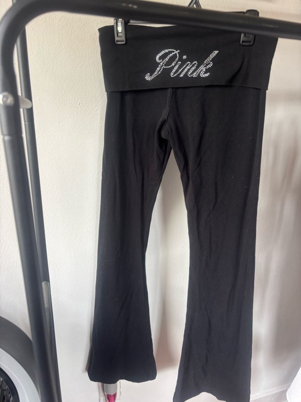 PINK Victoria's Secret Black Boot Cut Yoga Pants with Rhinestone Logo